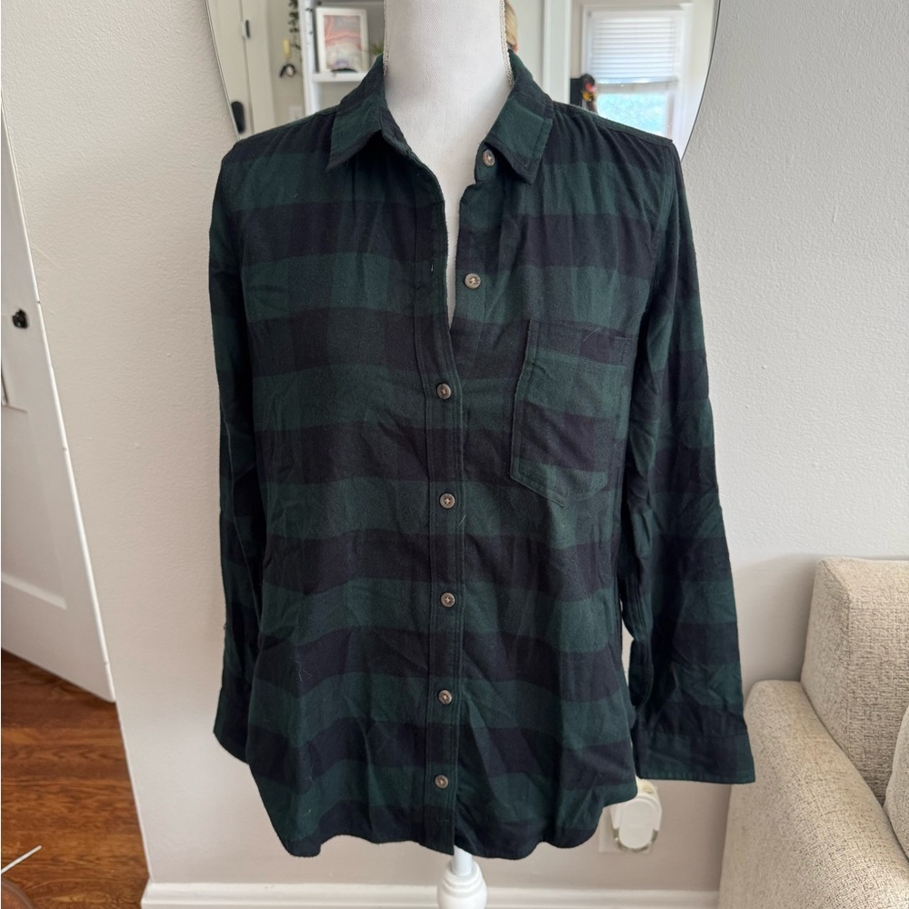 Abercrombie & Fitch Green and Black Flannel Shirt